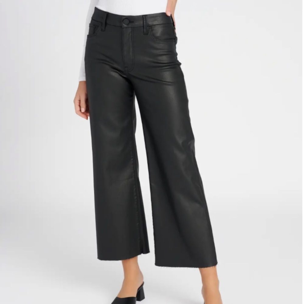 Kut From The Kloth Meg High Rise Fab Ab Coated Wide Leg in Black